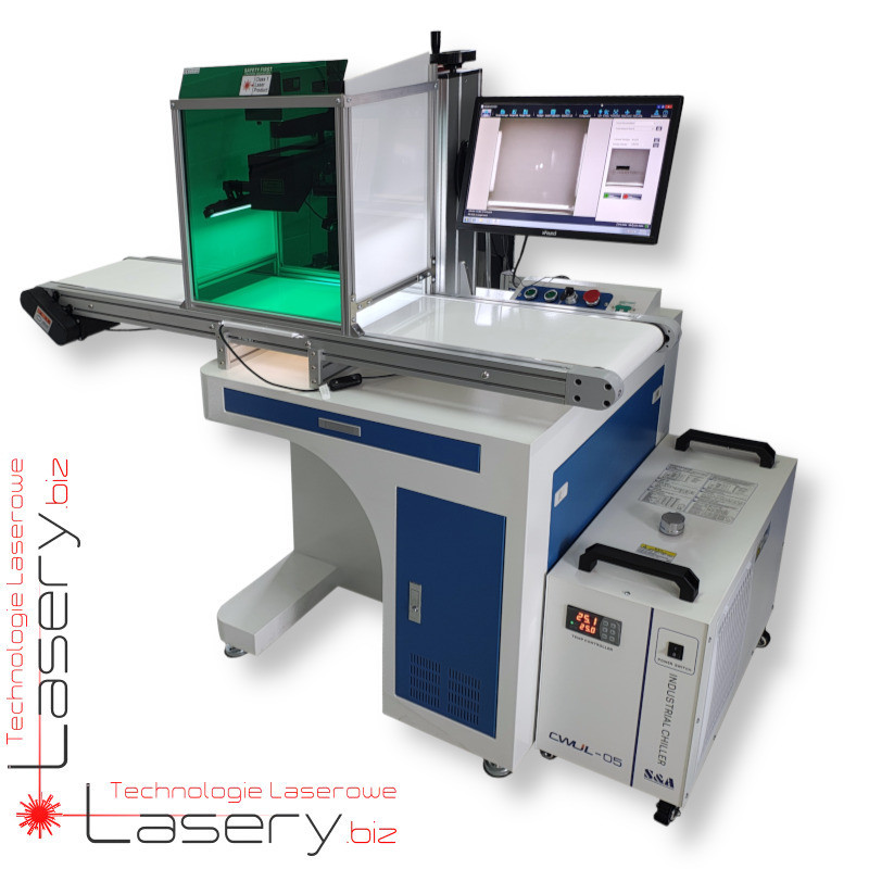 Znakowarka laserowa UV 5W z podajnikiem i kamerą pozycjonującą
