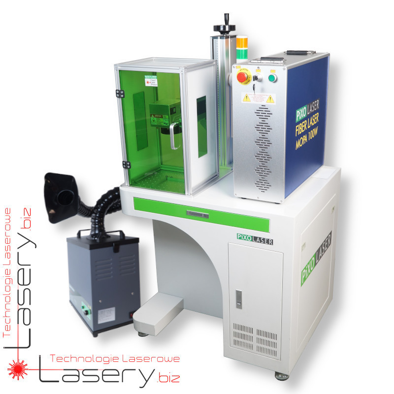 Znakowarka fibrowa PiXo Laser ze stolikiem, pochłaniaczem i osłoną